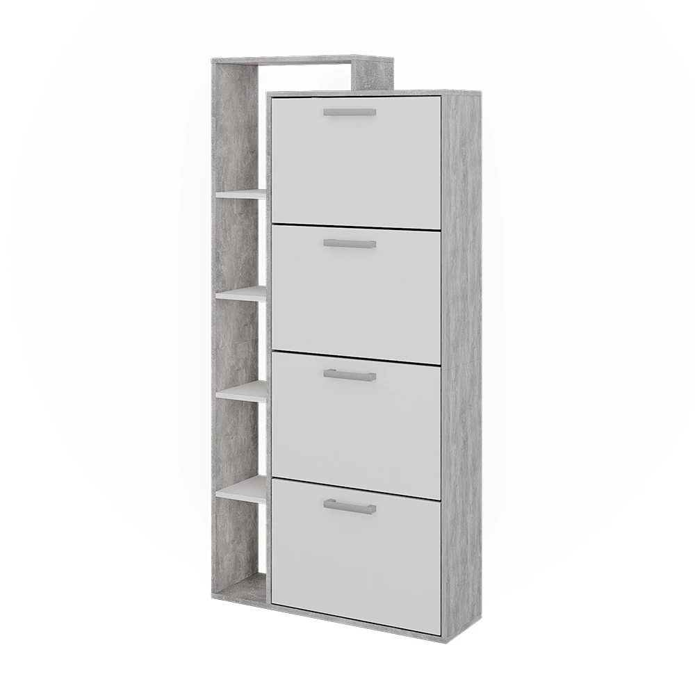 Schoenenkantelaar Orlando Wit/beton 80 x 166.1 cm met 4 compartimenten Vicco