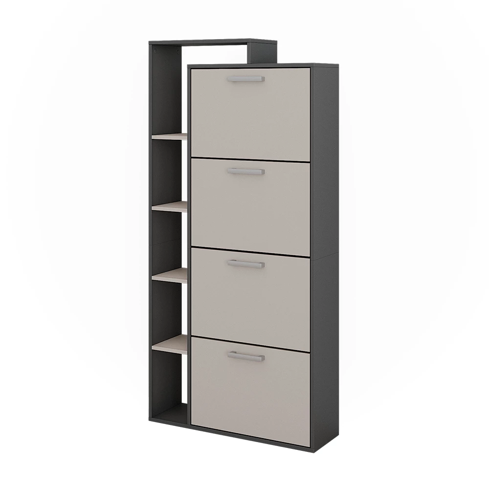 Schoenenkantelaar Orlando Antraciet/grijs 80 x 166.1 cm met 4 compartimenten Vicco