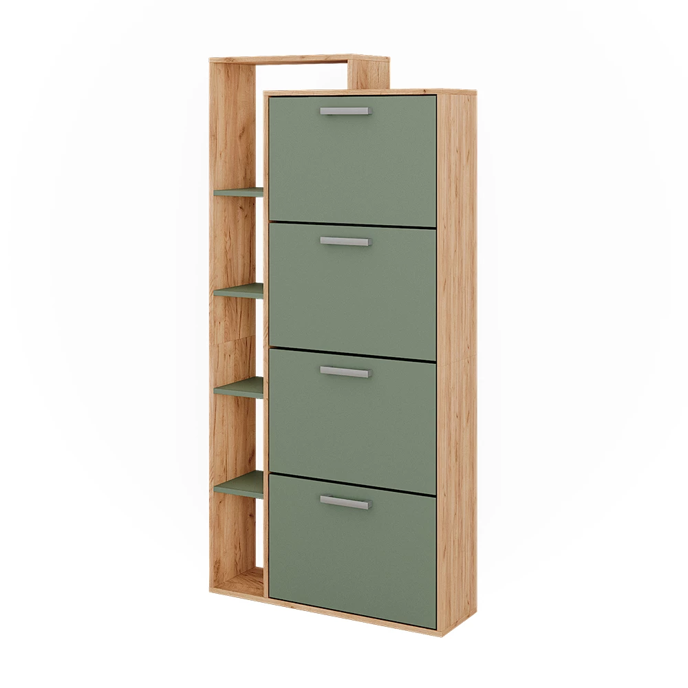Schoenenkantelaar Orlando Goldkraft eik/groen 80 x 166.1 cm met 4 compartimenten Vicco
