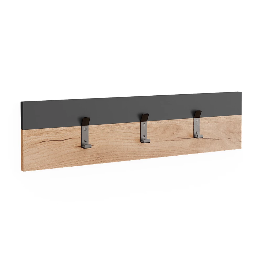 Wandkapstok Orlando Antraciet/gouden eik 60 x 15 cm Vicco