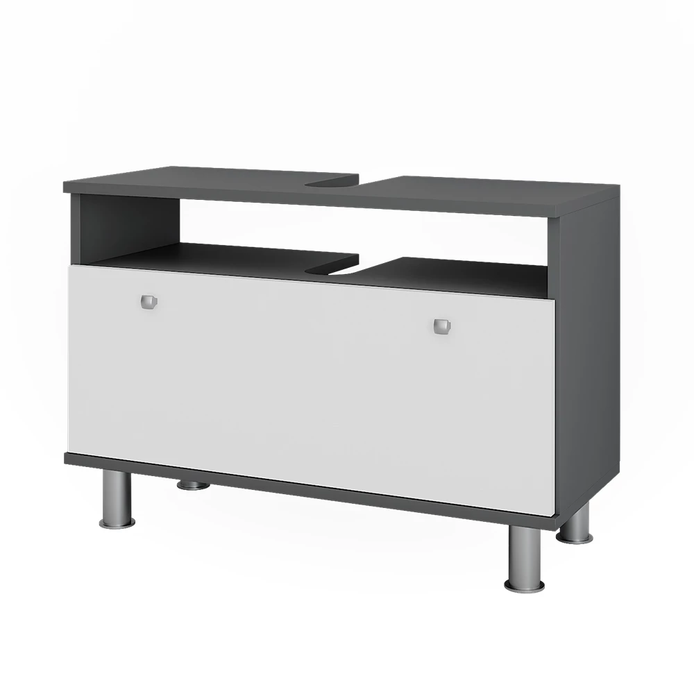 Wastafelonderkast Fynn Wit hoogglans/antraciet 80.2 x 54 cm met lade Vicco