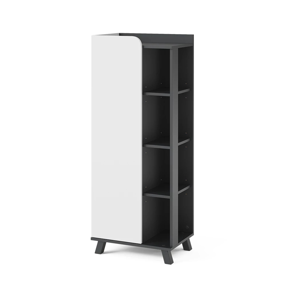 Midikast Karen Antraciet/wit 50 x 128 cm met deur en open vakken Vicco