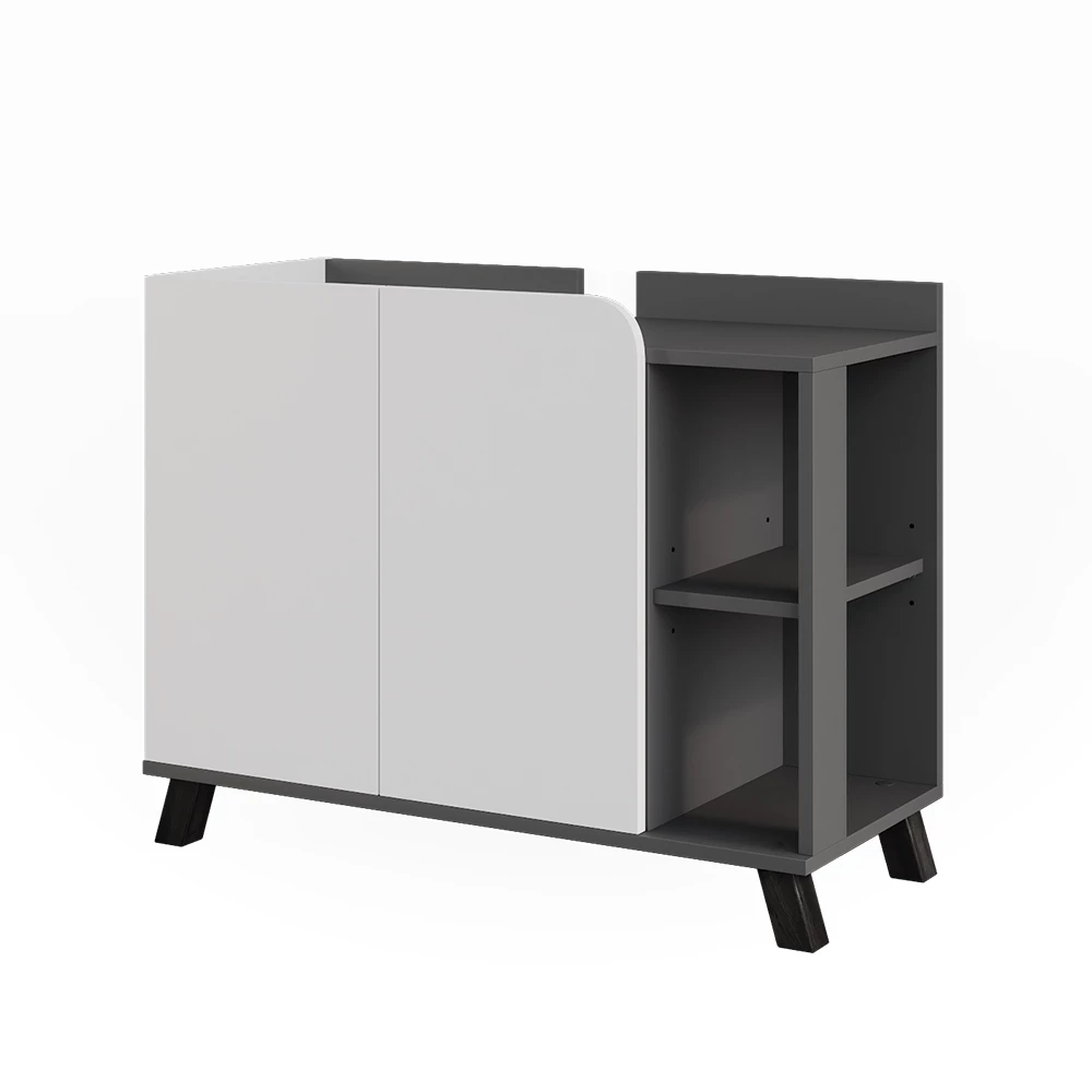 Wastafelonderkast Karen Antraciet/wit 80 x 65 cm met 2 deuren Vicco