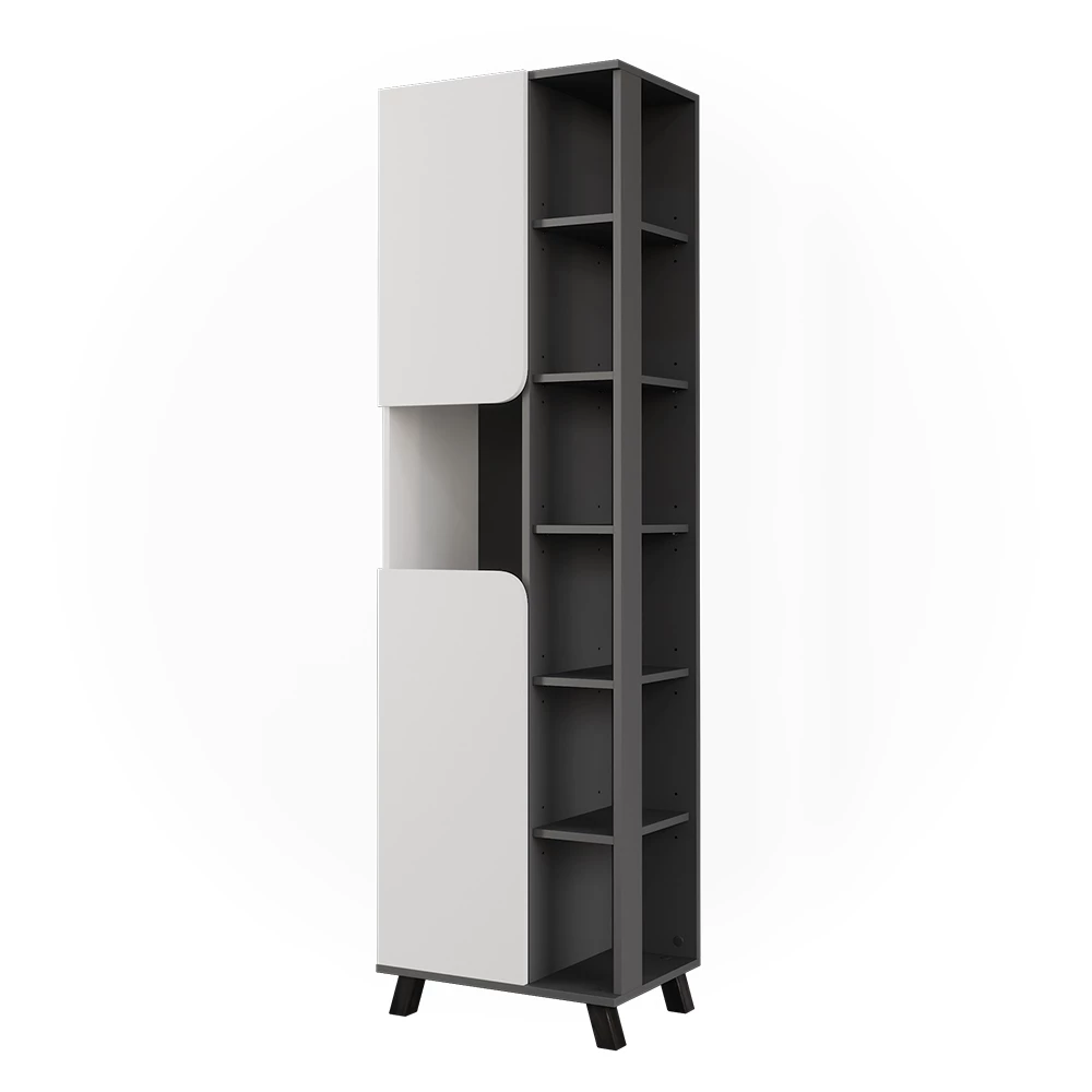 Hoge kast Karen Antraciet/wit 50 x 175 cm met 2 deuren Vicco
