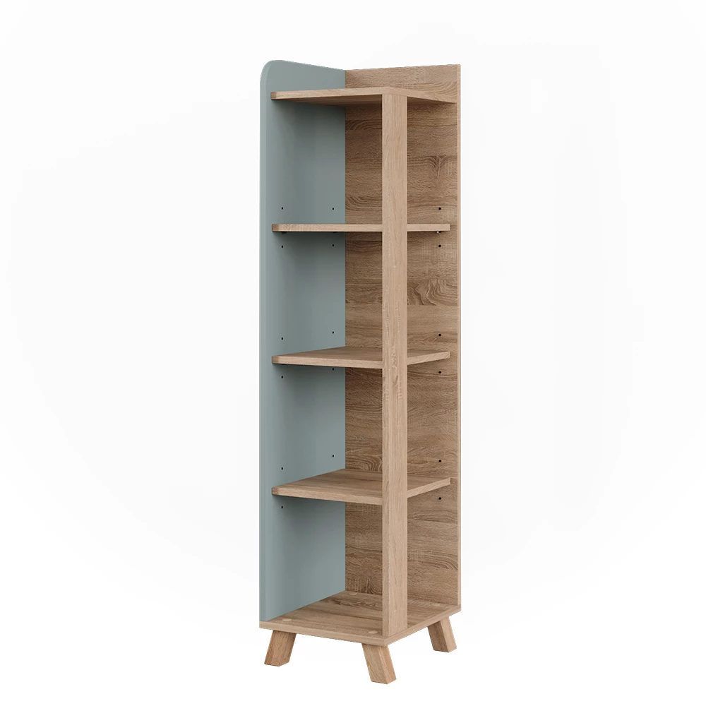 Halfhoge kast Karen Sonoma/blauw 30 x 128 cm met 4 compartimenten Vicco