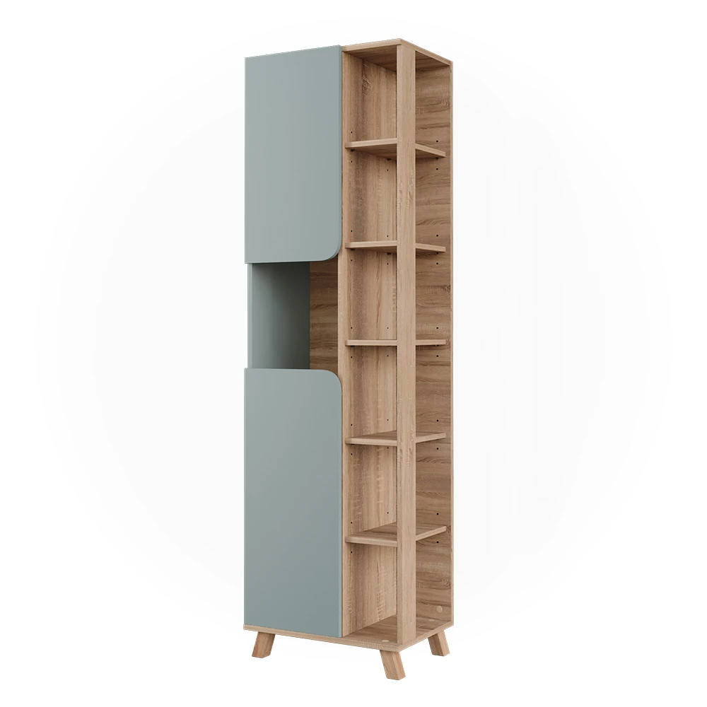 Badkamerkast Karen Sonoma/blauw 50 x 175 cm met 2 deuren Vicco
