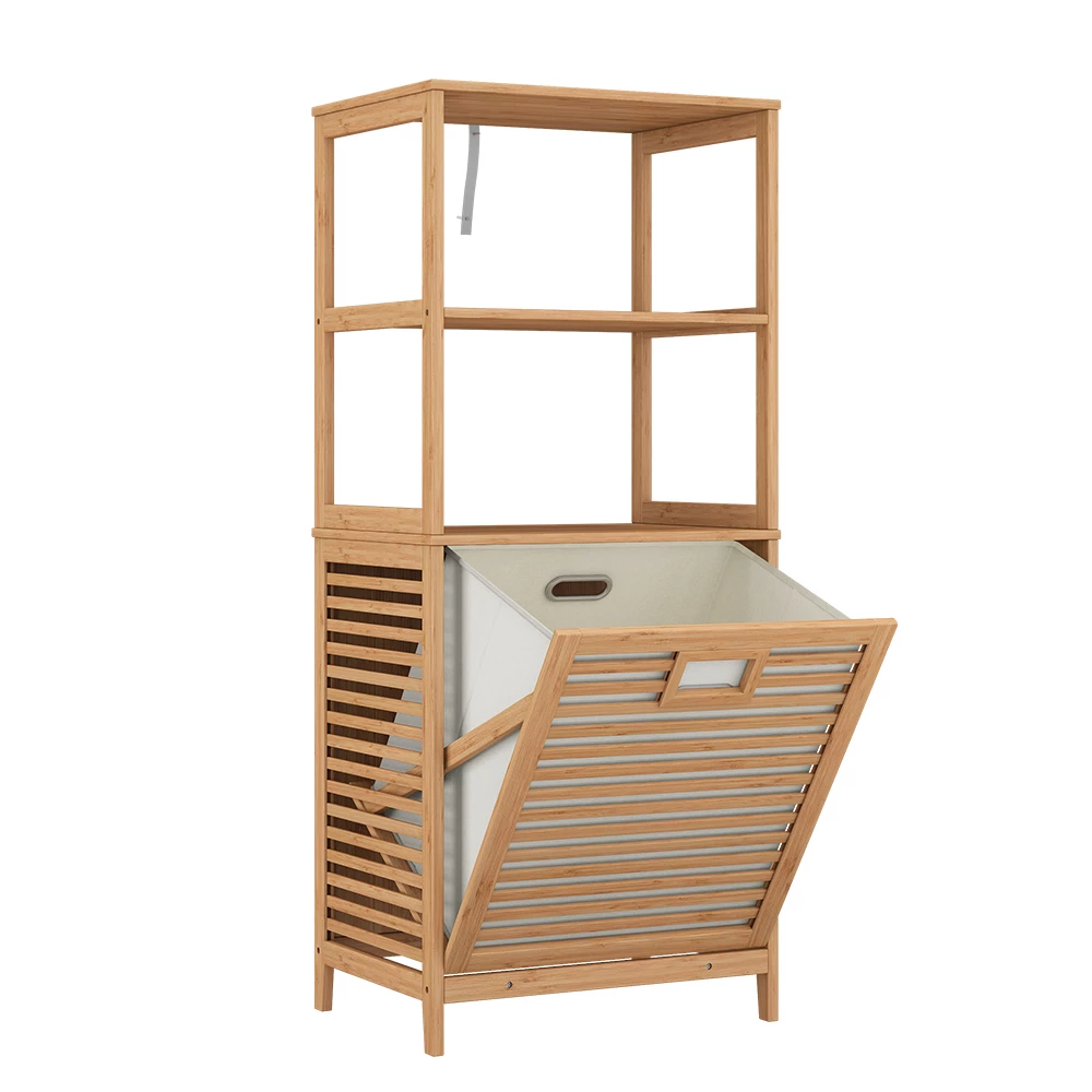 Halfhoge kast Novaro Bamboe 48.3 x 114 cm met wasmand Vicco