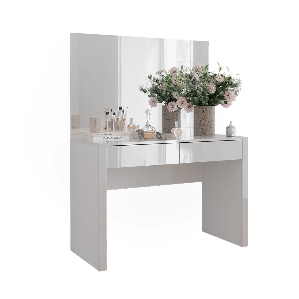 Kaptafel Annabelle Wit hoogglans/wit 110 cm met spiegel Vicco