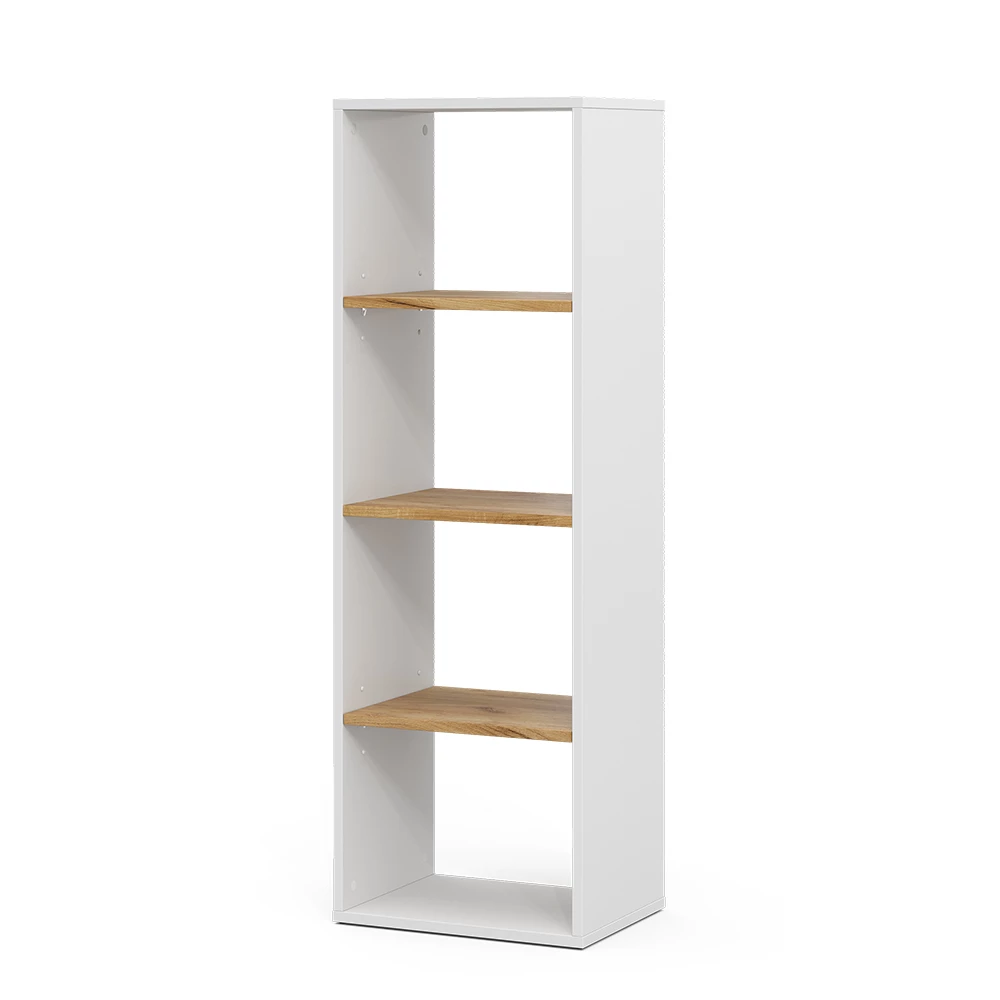Boekenkast Tomy Eik wit/goud 40 x 120 cm 4 compartimenten Vicco