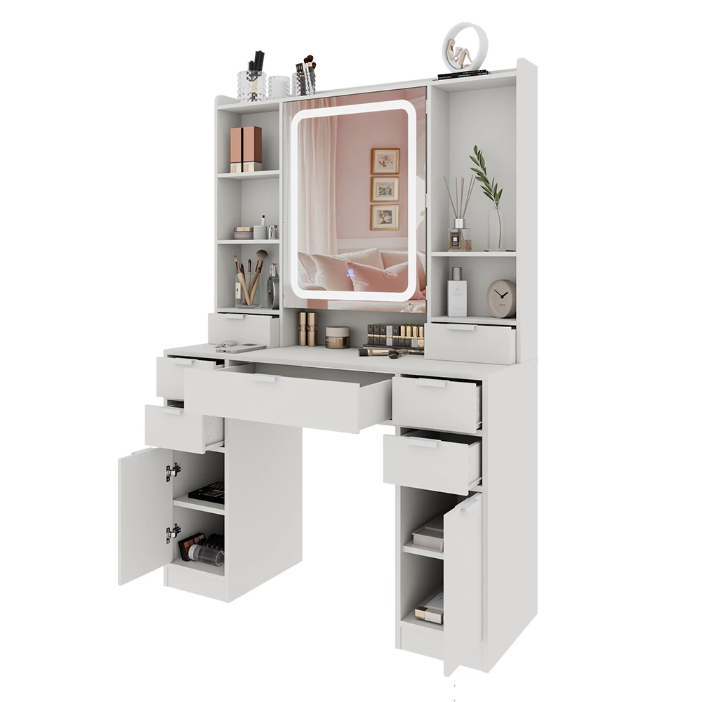 Kaptafel Solea Wit 105 cm met LED-spiegel Vicco