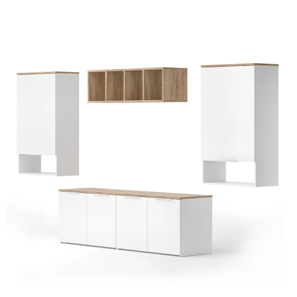 Woonwand Wido Wit/Sonoma 5 delen Vicco