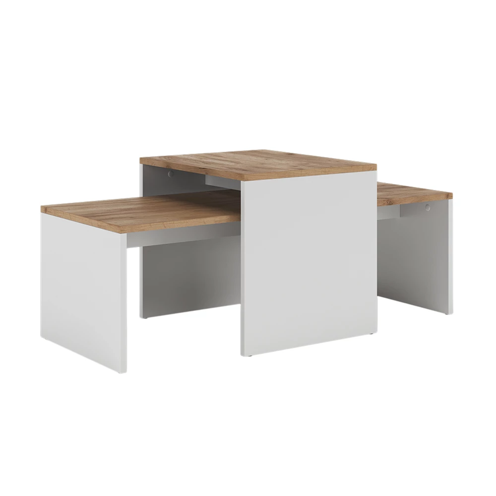 Salontafel set Donat Eik wit/goud 100 x 48 cm , 2 delen Vicco