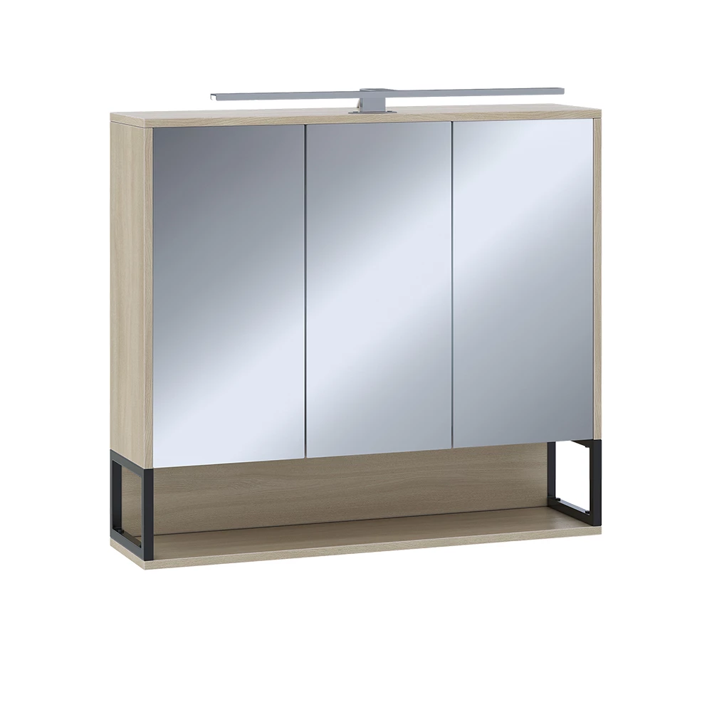 Badkamerspiegelkast Vionna Eiken/zwart 80 x 71.5 cm met LED-licht Vicco