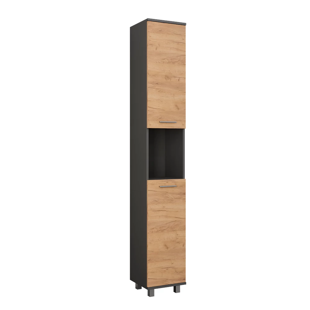 Hoge kast Ilias Antraciet/gouden eik 30.2 x 190 cm met 2 deuren Vicco