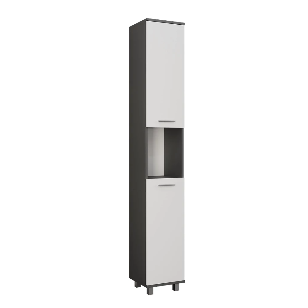 Hoge kast Ilias Antraciet/wit 30.2 x 190 cm met 2 deuren Vicco