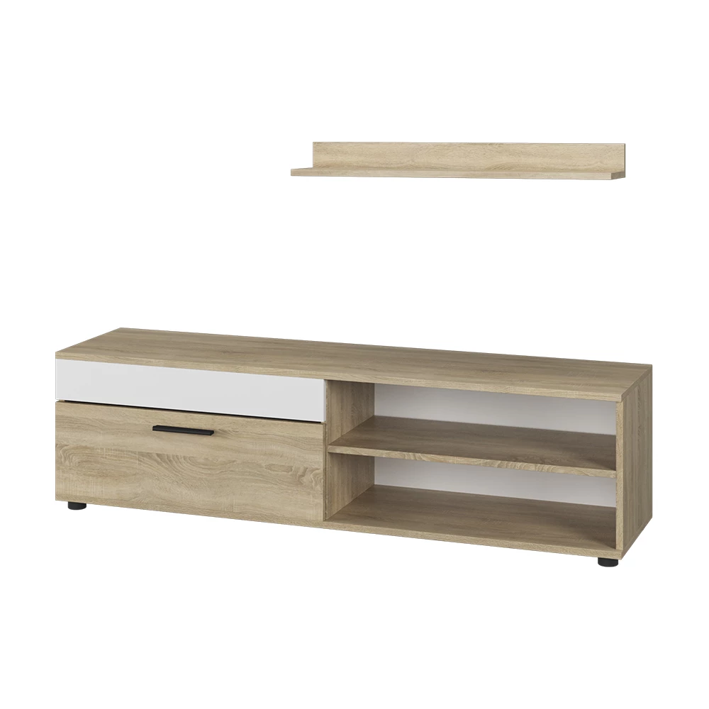 Lowboard & plank Berno Sonoma/Wit met 1 klep Vicco