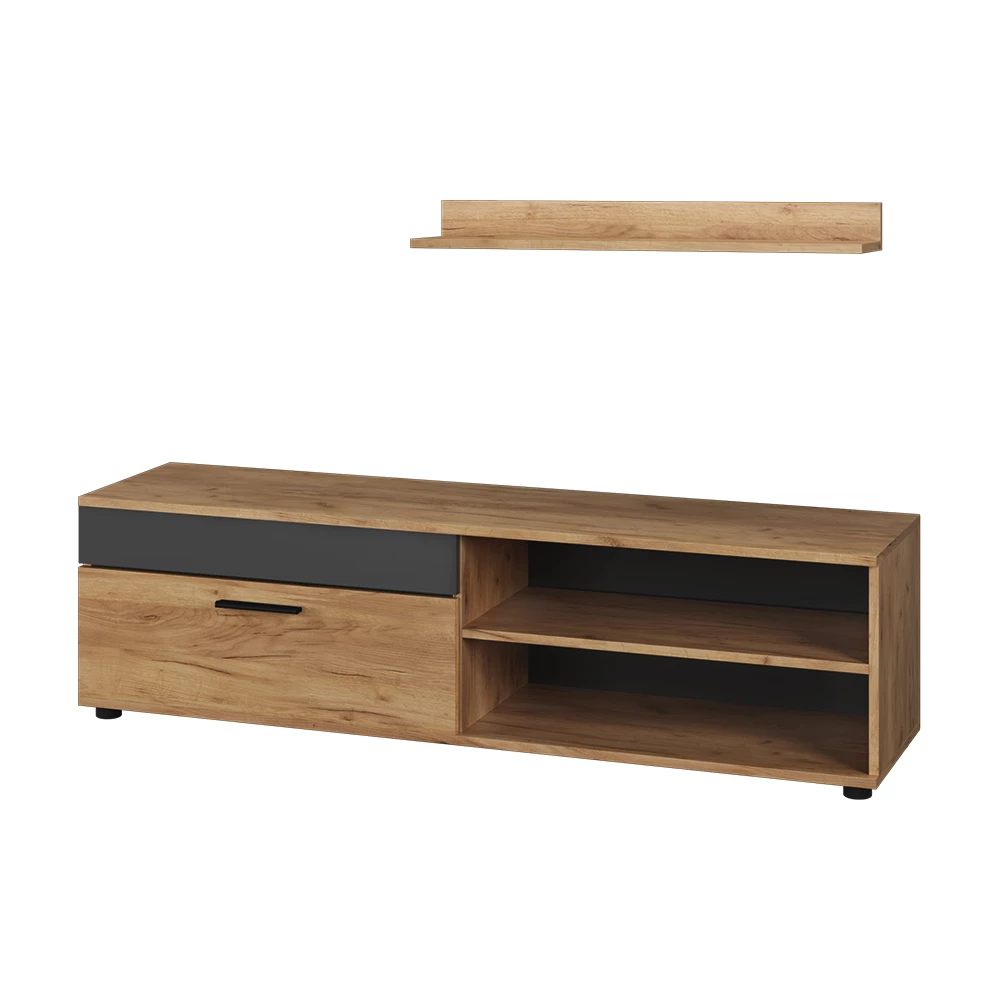 Lowboard & plank Berno Eik goud/antraciet met 1 klep Vicco