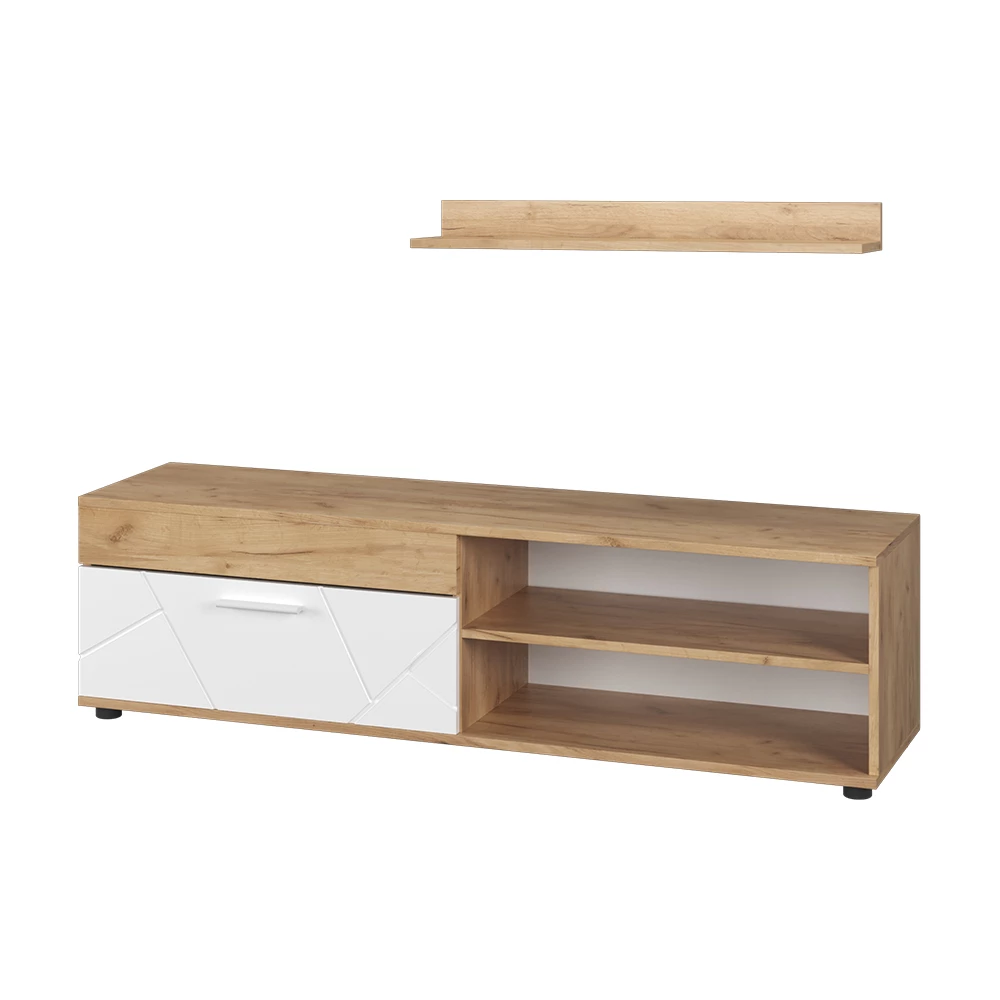 Lowboard & plank Berno Eik goud/wit met 1 klep Vicco