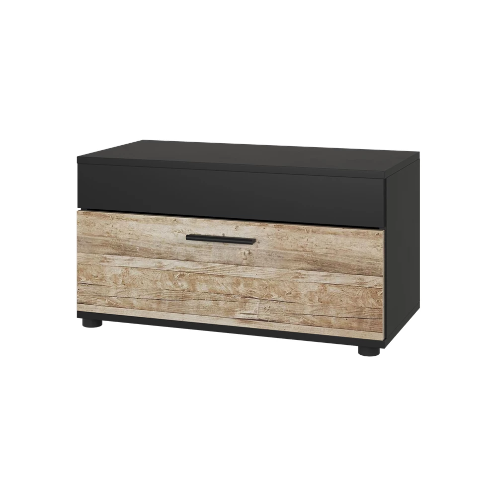 Boekenkast Berno Eik zwart/zand 70.8 x 38.9 cm met scharnierende deur Vicco