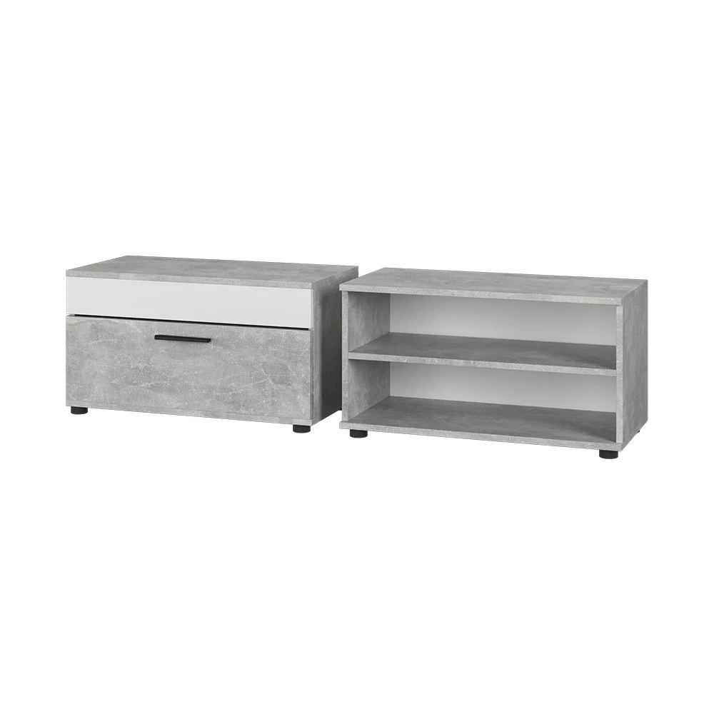 Woonkamerkasten Berno Beton/Wit 2 delen Vicco