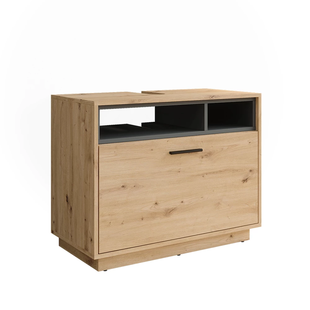 Ijdelheidseenheid Beatrice Artisanaal eiken/antraciet 80 x 64 cm met lade Vicco