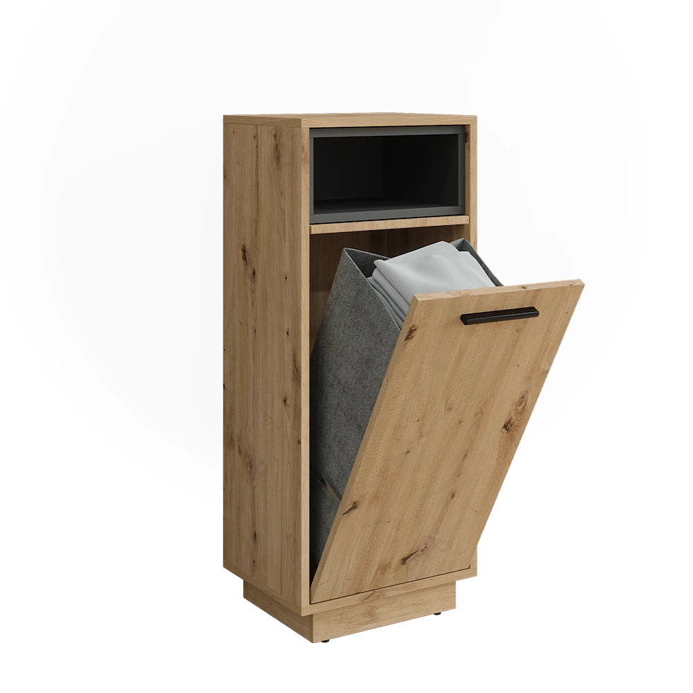 Waskast Beatrice Artisanaal eiken/antraciet 38 x 93 cm met uitneembare binnenzak Vicco
