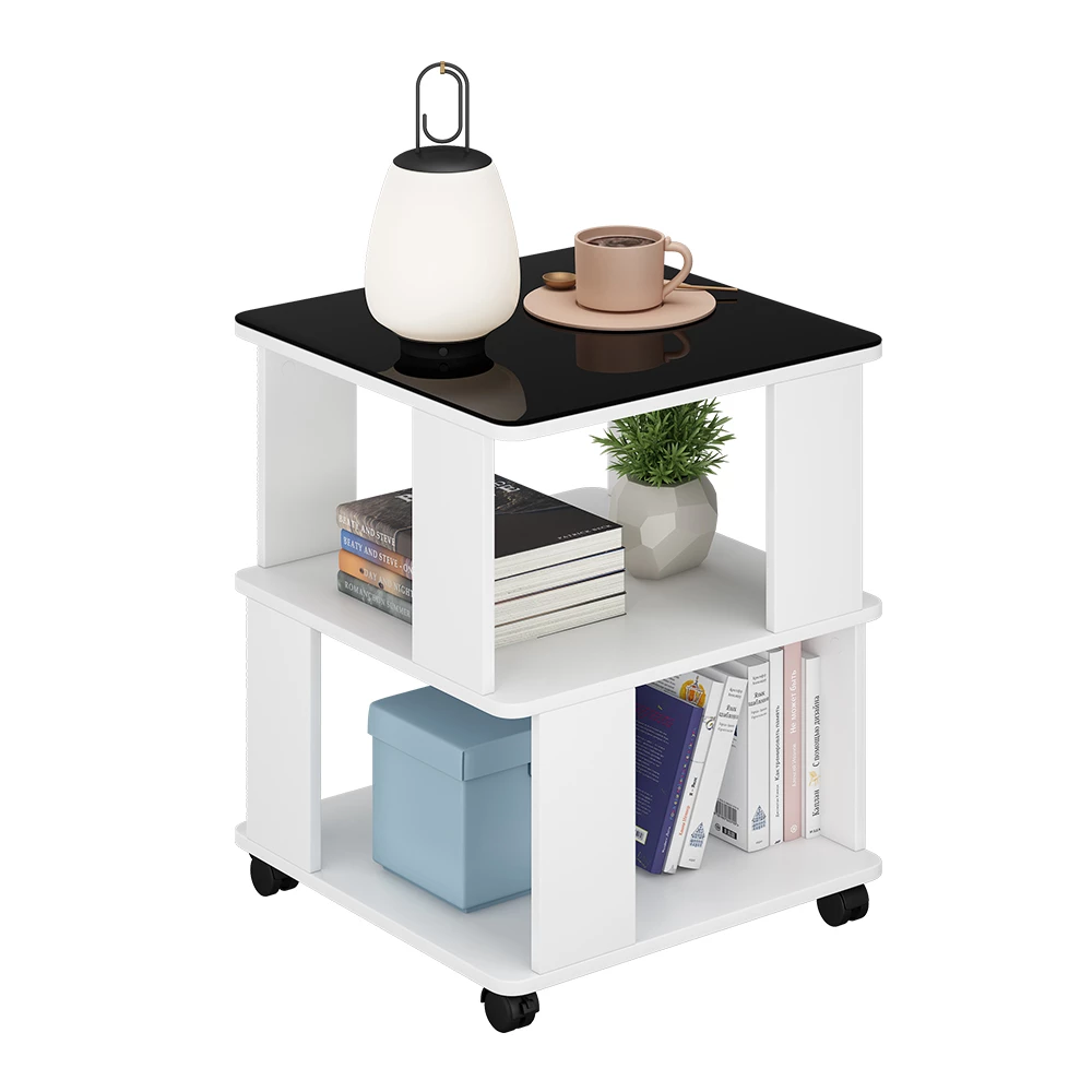 Salontafel Velito Wit/zwart 50 x 50 cm Vicco