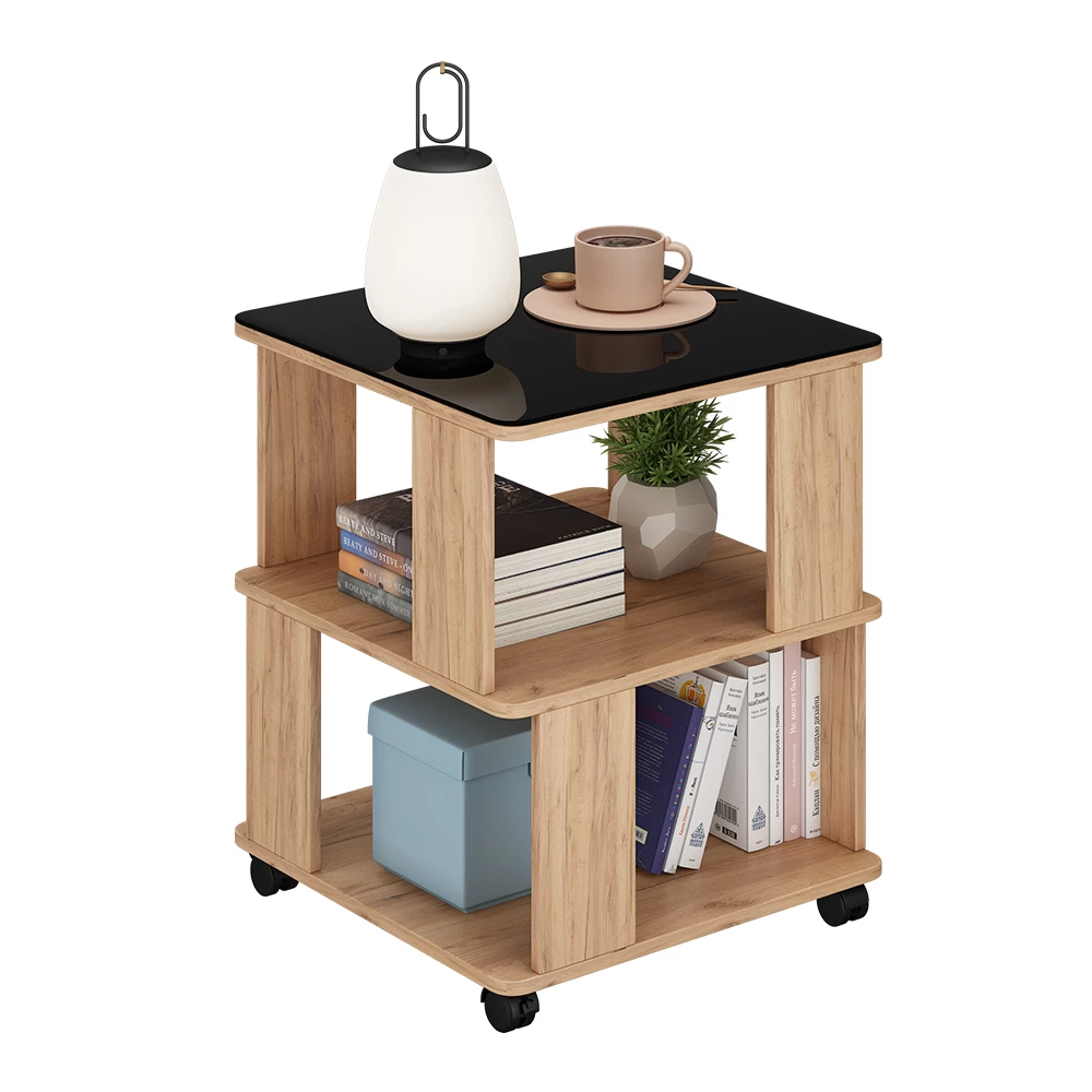 Salontafel Velito Goldkraft eik/zwart 50 x 50 cm Vicco