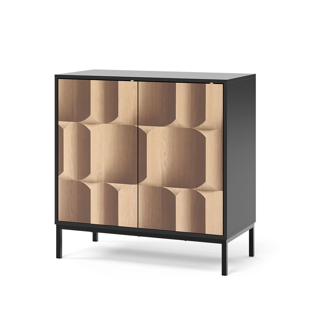 Dressoir Eliza Zwart/eiken 80 x 81.2 cm met 2 deuren Vicco