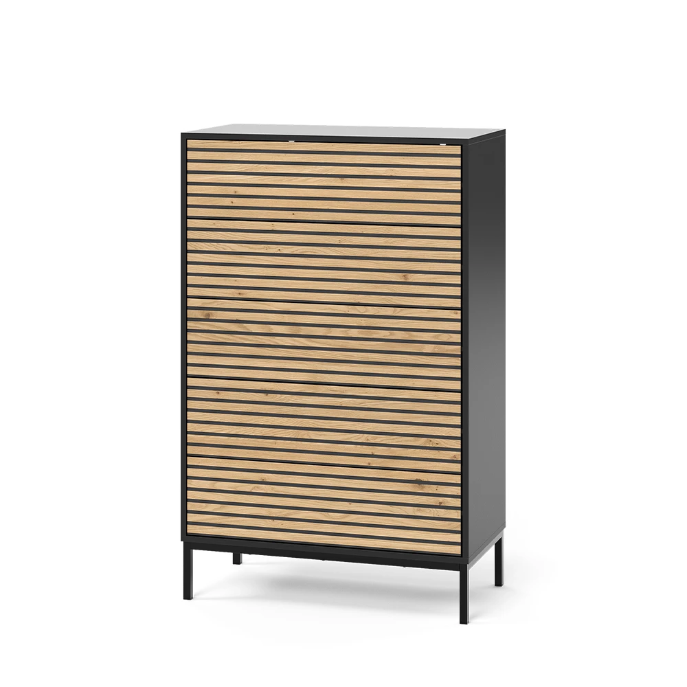 Ladekast Eliza Eik goud/antraciet 76 x 120 cm met 5 laden Vicco