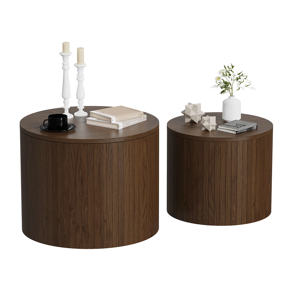 Salontafel set Tavilo Walnoot 48 x 48 cm 2 delen Vicco