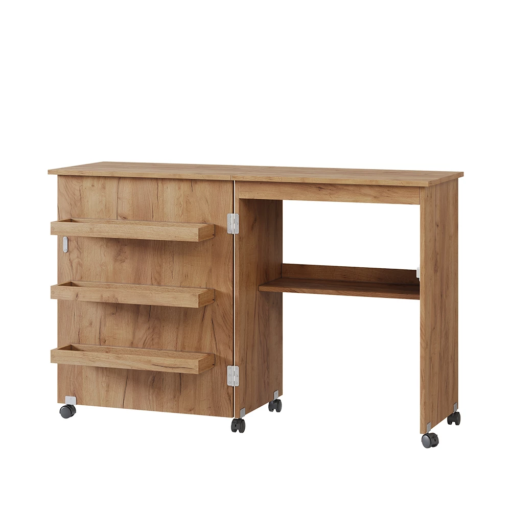 Naaitafel Carmen Eiken 118 x 77.5 cm met 3 legplanken Vicco