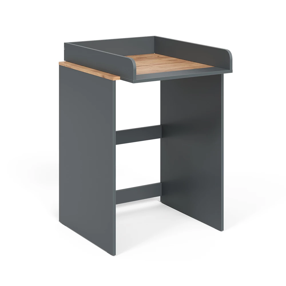 Wasmachinekast Viktor Antraciet/gouden eik 68 x 88.2 cm 2 delen met aankleedkussen Vicco