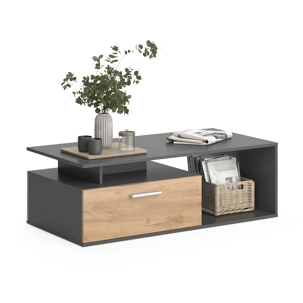 Salontafel Roland Antraciet/gouden eik 118 x 59 cm Vicco