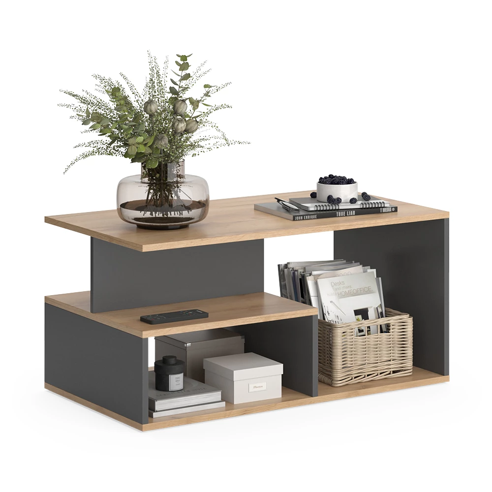 Salontafel Hasso Eik goud/antraciet 90 x 49.4 cm Vicco