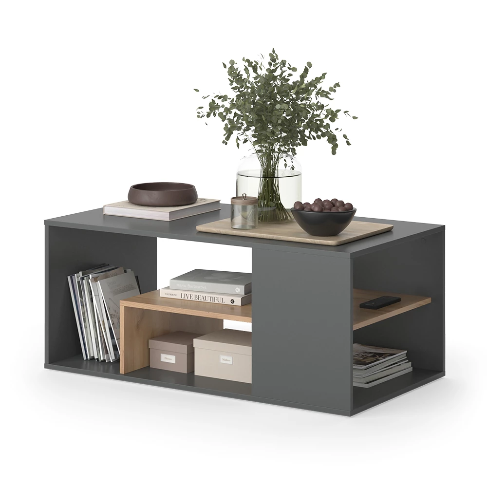 Salontafel Edgar Antraciet/gouden eik 110 x 59 cm Vicco