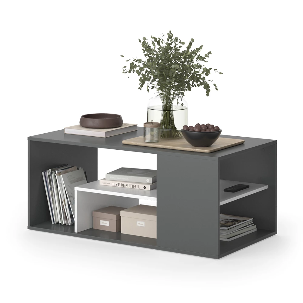 Salontafel Edgar Antraciet/wit 110 x 59 cm Vicco