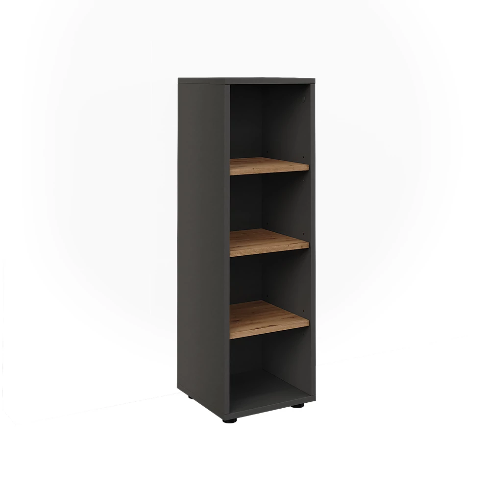 Midikast Irma Antraciet/Goudkleurig Eiken 30 x 95 cm 4 opbergvakken Vicco