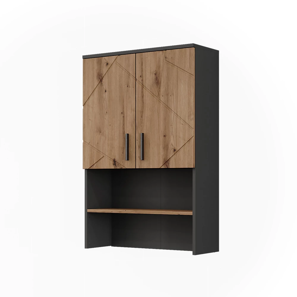 Structuur voor wasmachinekast Irma Antraciet/Goudkleurig Eiken 68 x 103.5 cm met 2 deuren Vicco