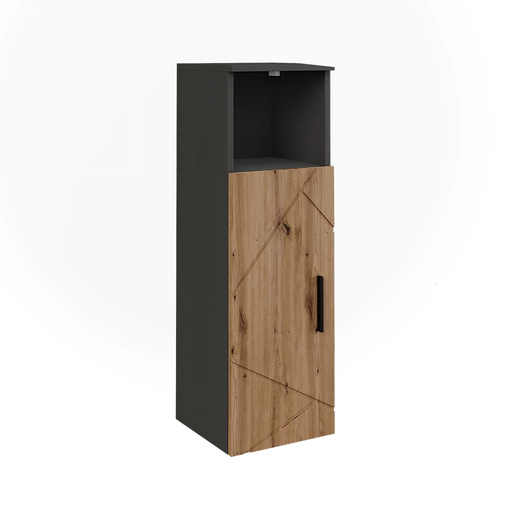 Midikast Irma Antraciet/Goudkleurig Eiken 30 x 93 cm met 1 deur Vicco