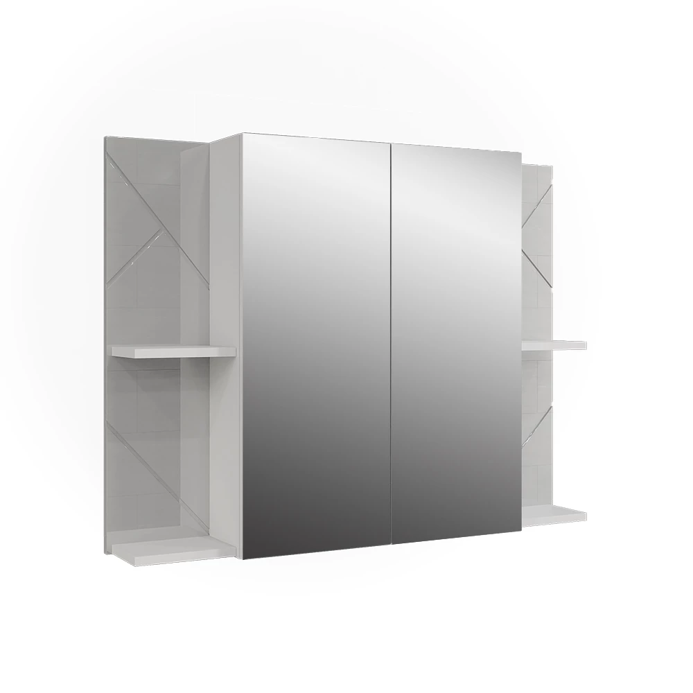 Badkamerspiegelkast Irma Wit/wit hoogglans 100 x 75 cm met 2 deuren Vicco