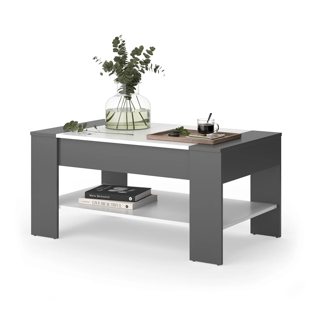 Salontafel August Antraciet/wit 99.6 x 58.8 cm met lade Vicco