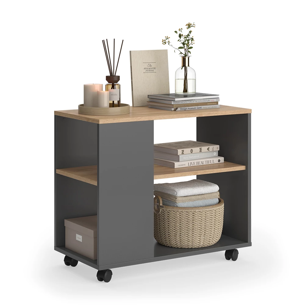 Salontafel Marian Eik goud/antraciet 70 x 36.6 cm met wielen Vicco