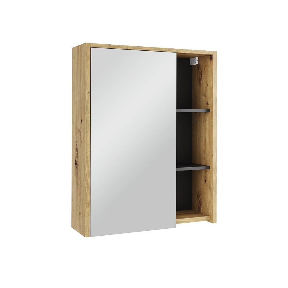 Badkamerspiegelkast Viola Artisanaal/grijs 60 x 75 cm met open vakken Vicco