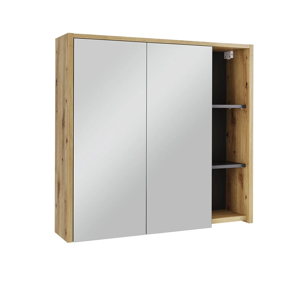 Badkamerspiegelkast Viola Artisanaal/grijs 80 x 75 cm met open vakken Vicco