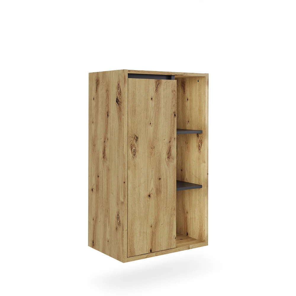 Midikast Viola Artisanaal/grijs 50 x 86 cm met open vakken Vicco