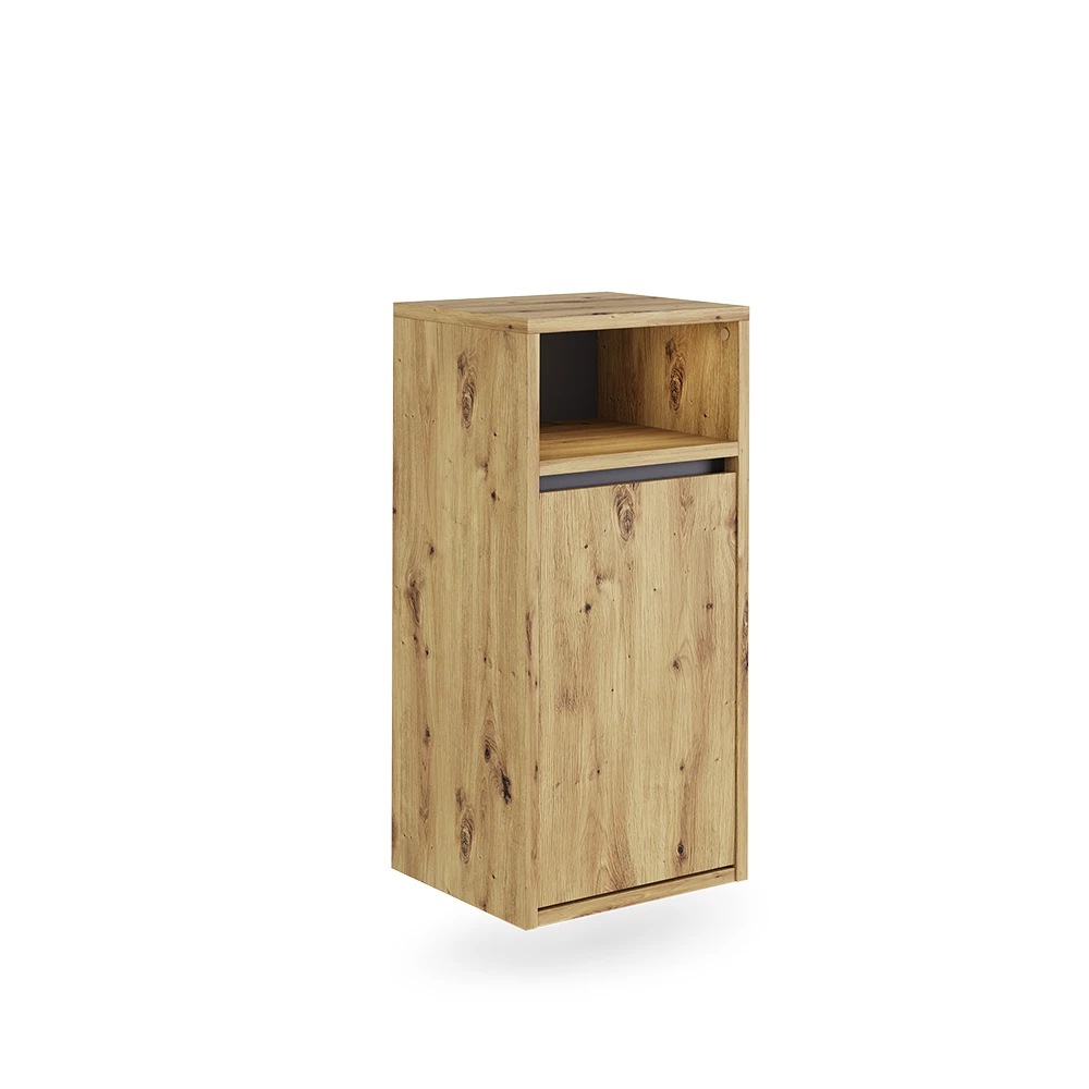 Badkamerkast Viola Artisanaal/grijs 38 x 80 cm met wasmand Vicco