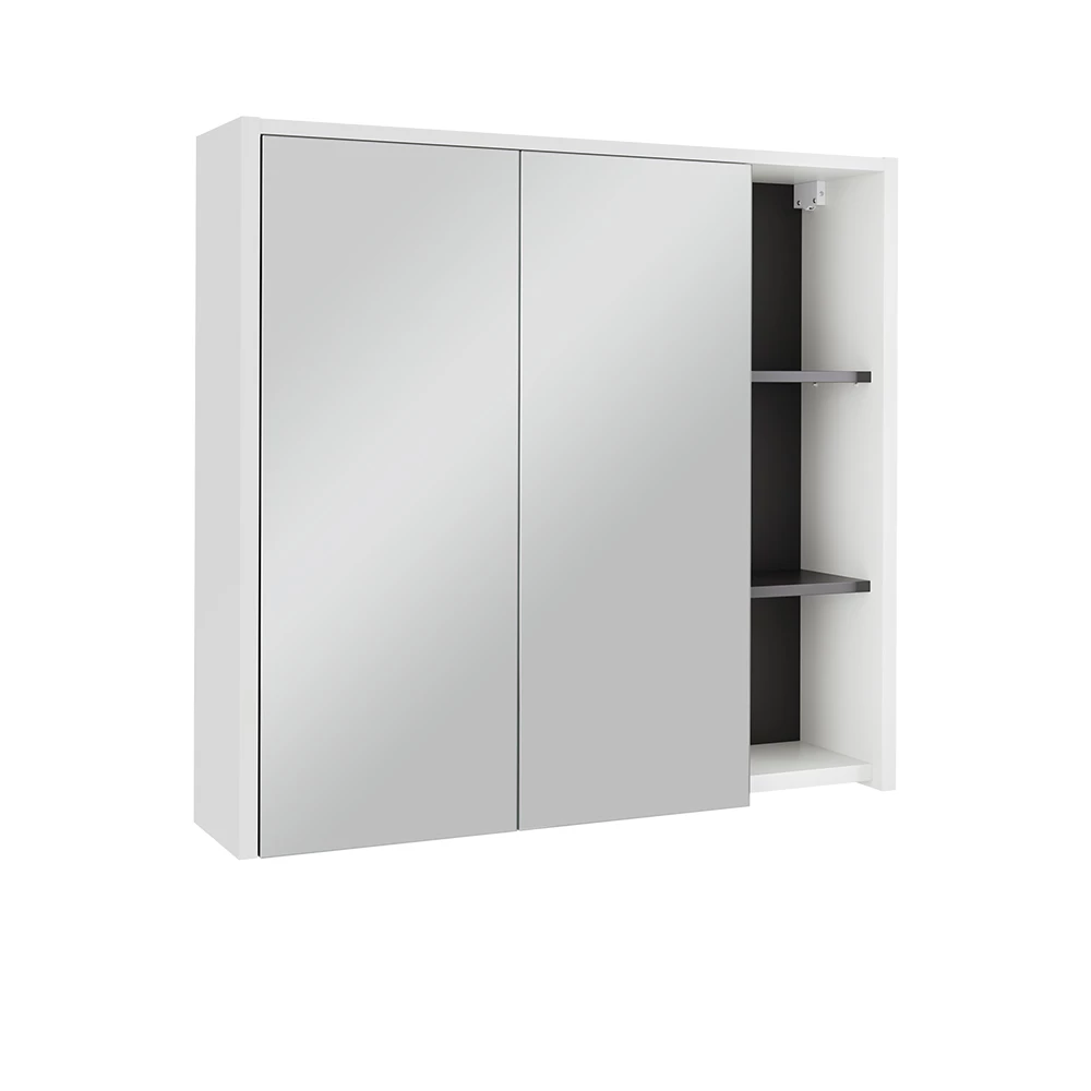 Badkamerspiegelkast Viola Wit/Grijs 80 x 75 cm met open vakken Vicco