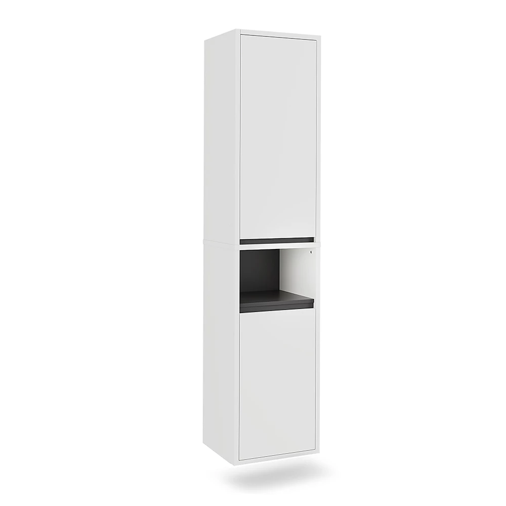 Hoge kast Viola Wit/Grijs 38 x 170 cm met 2 deuren Vicco