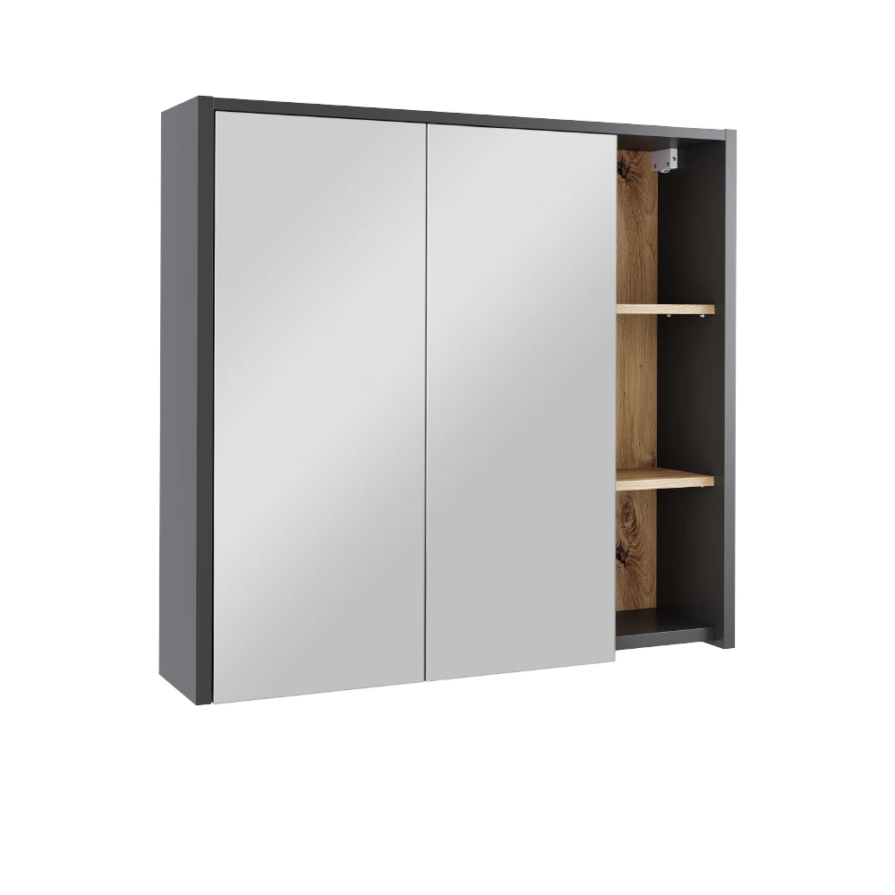Badkamerspiegelkast Viola Grijs/Kunstnijverheid 80 x 75 cm met open vakken Vicco
